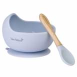 Set bol y cuchara silicona azul